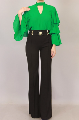 High Waist Gold Buckle Pants