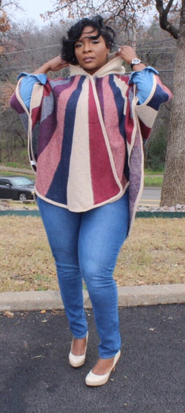 Wrapped in Blankets Poncho Blue