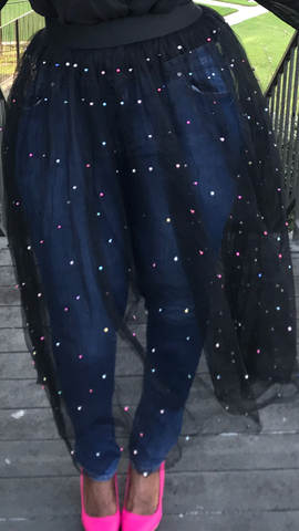 Beaded Mesh Skirt
