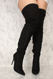 Sexy Suede Back Lace Thigh High Boots